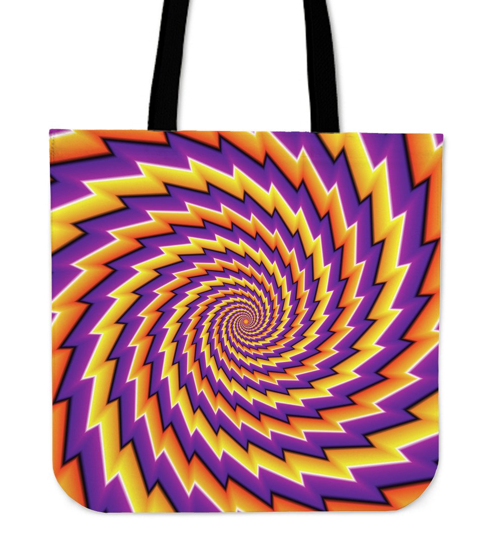 Yellow Twisted Moving Optical Illusion Canvas Tote Bag