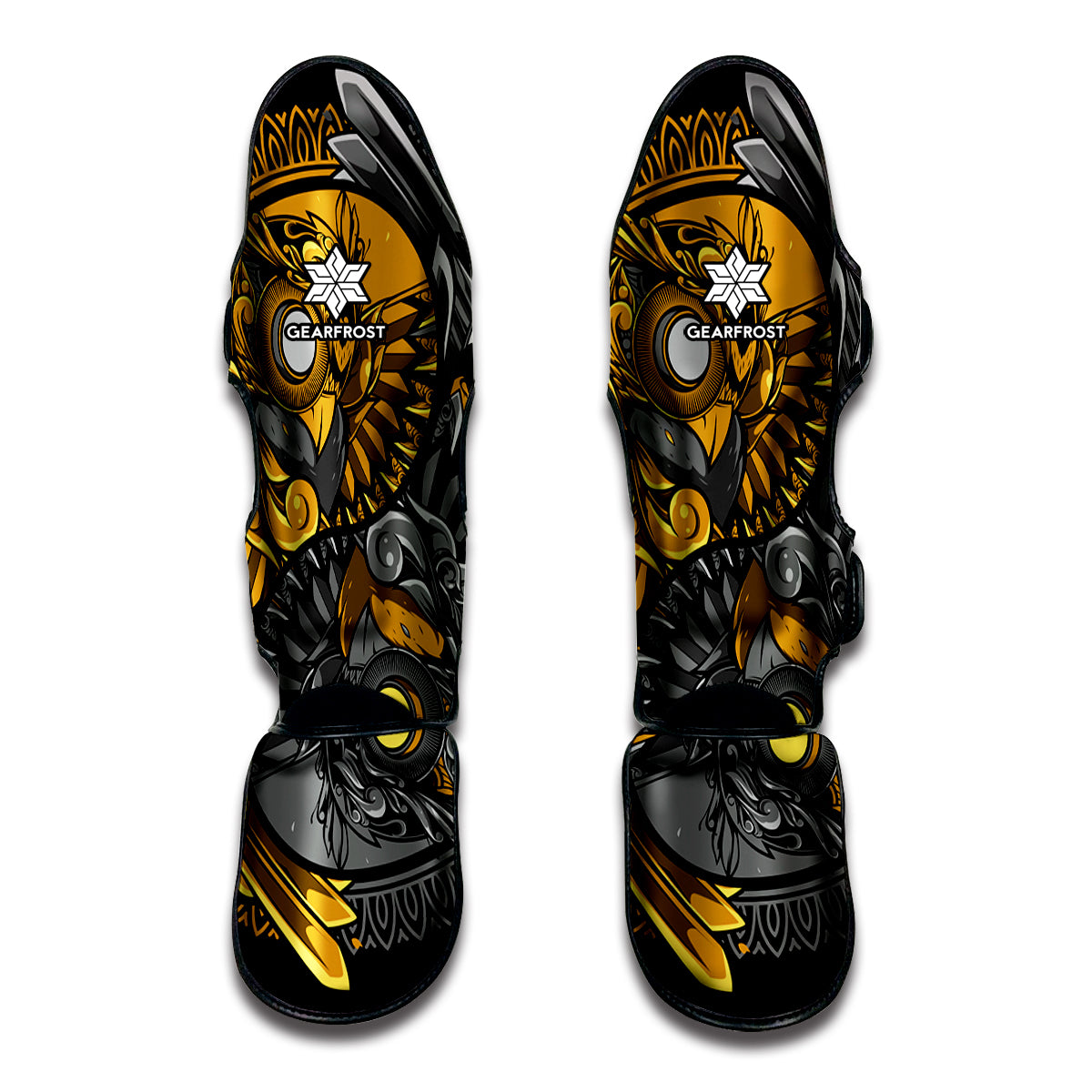 Yin Yang Owl Print Muay Thai Shin Guards
