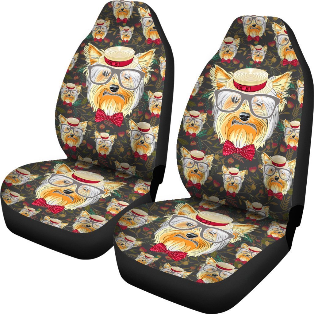 Yorkshire Terrier With Glasses Universal Fit Car Seat Covers