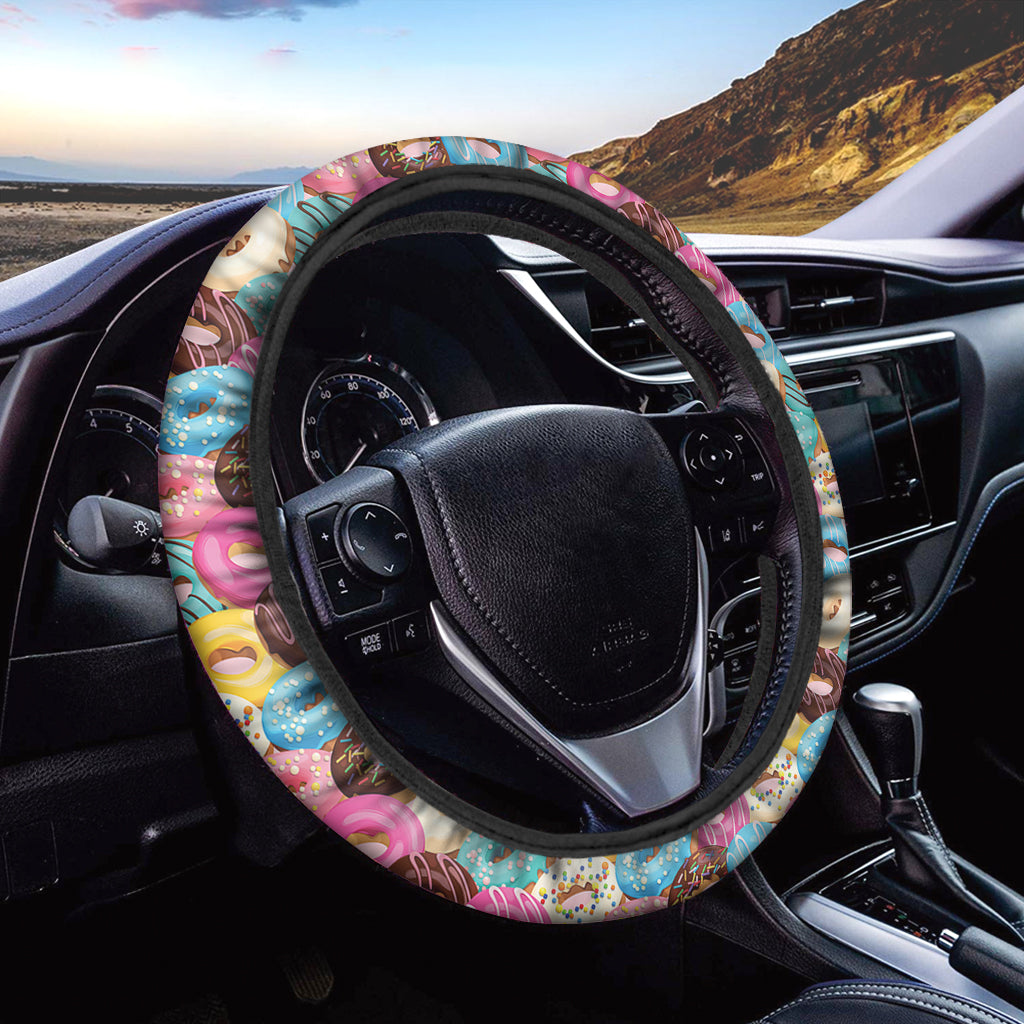 Yummy Donut Pattern Print Car Steering Wheel Cover