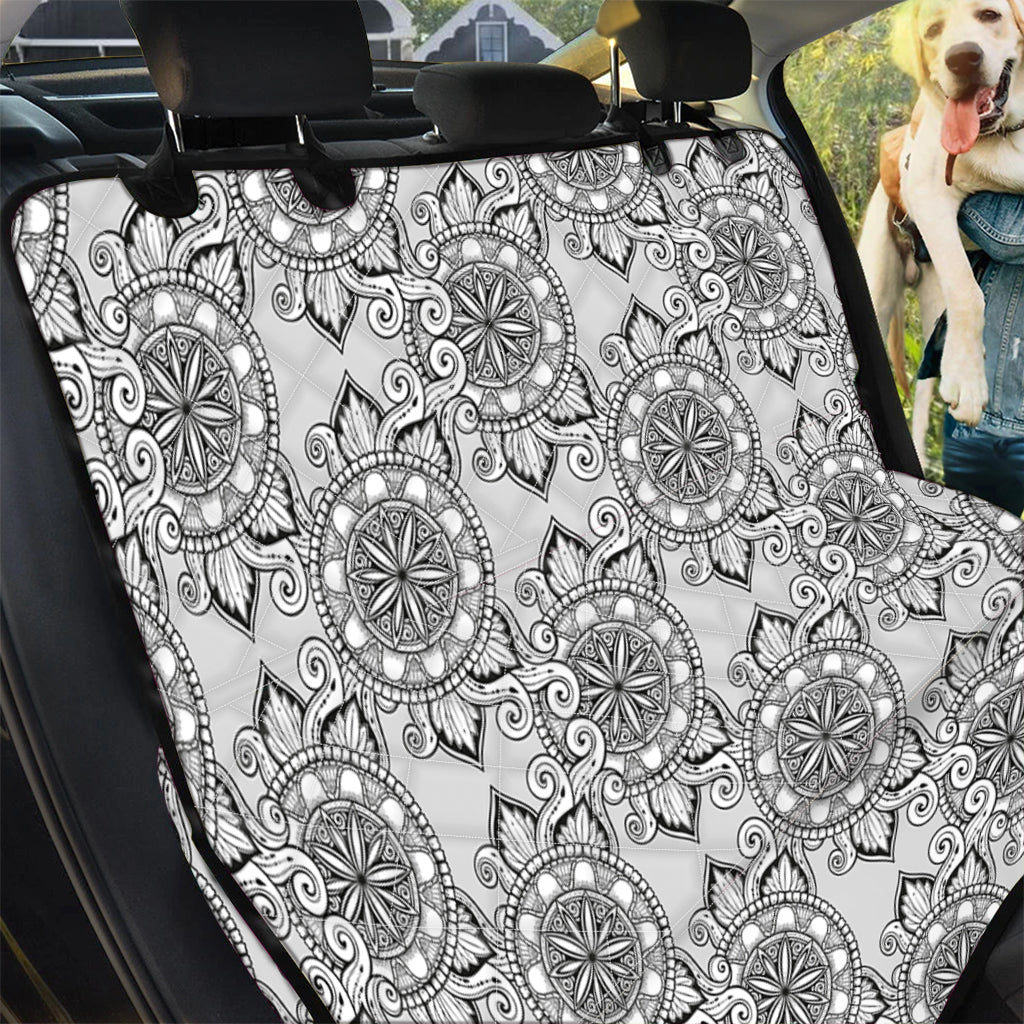 Zentangle Floral Pattern Print Pet Car Back Seat Cover