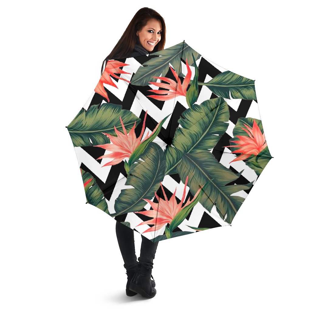 Zig Zag Tropical Pattern Print Foldable Umbrella