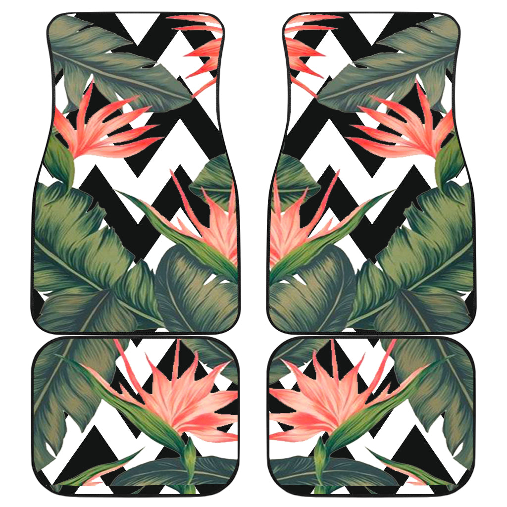 Zig Zag Tropical Pattern Print Front and Back Car Floor Mats