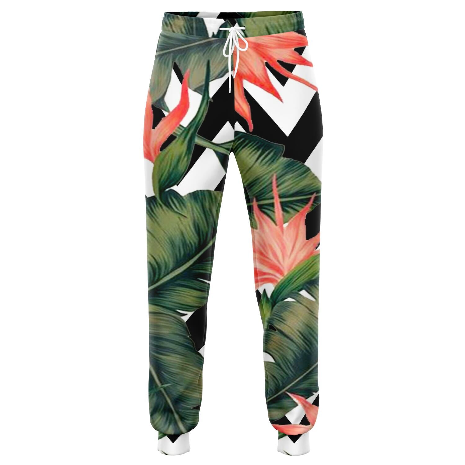 Zig Zag Tropical Pattern Print Jogger Pants