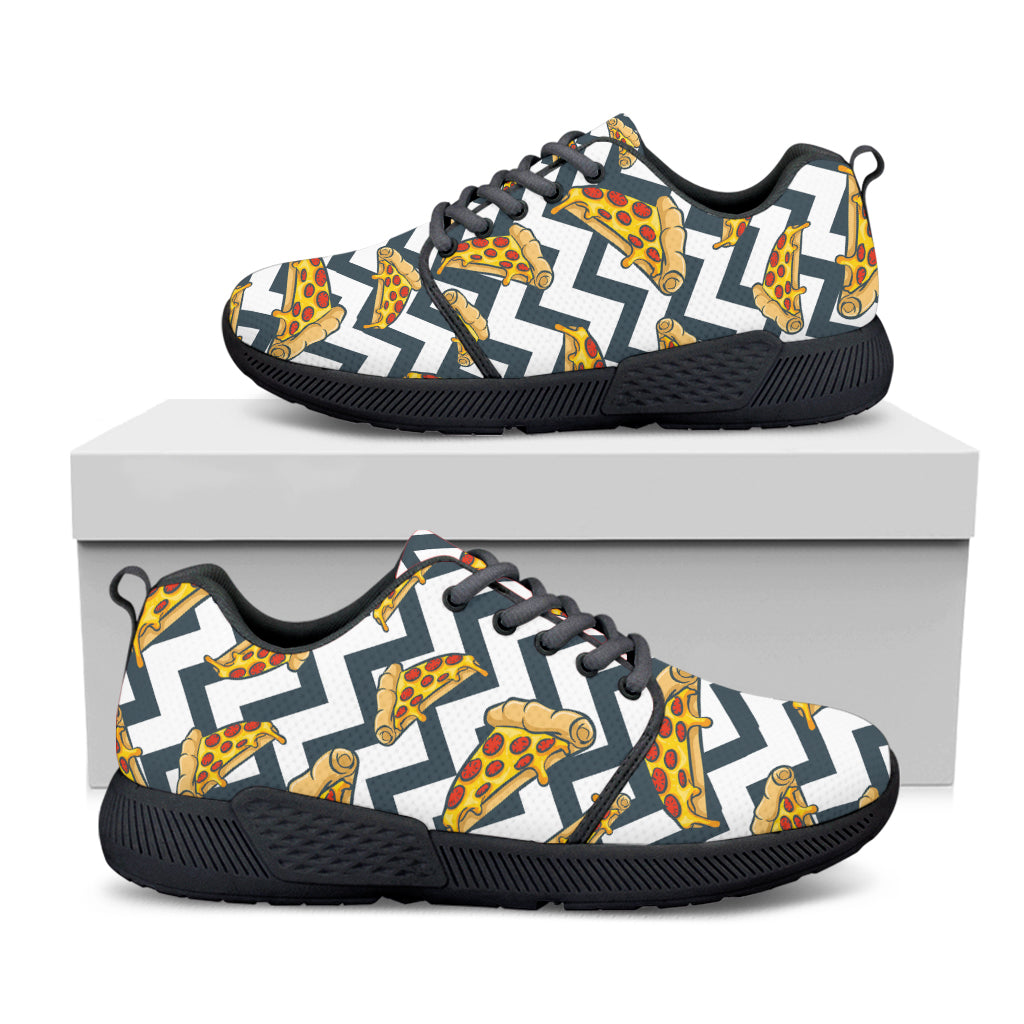 Zigzag Pizza Pattern Print Black Athletic Shoes