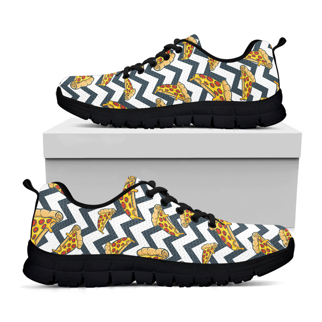 Zigzag Pizza Pattern Print Black Sneakers