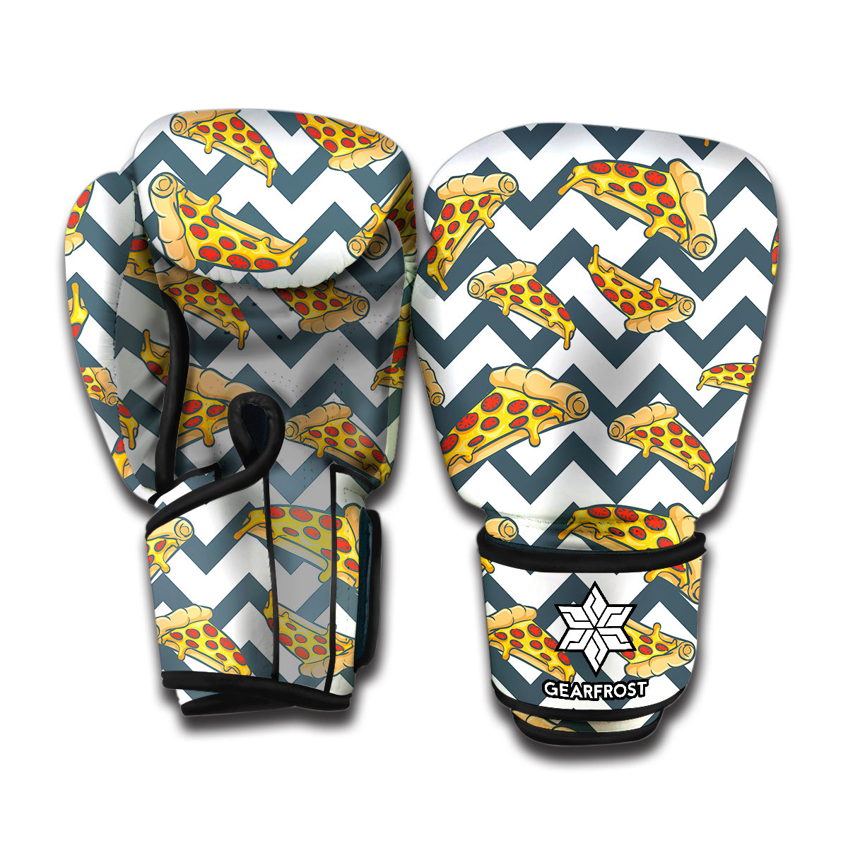 Zigzag Pizza Pattern Print Boxing Gloves