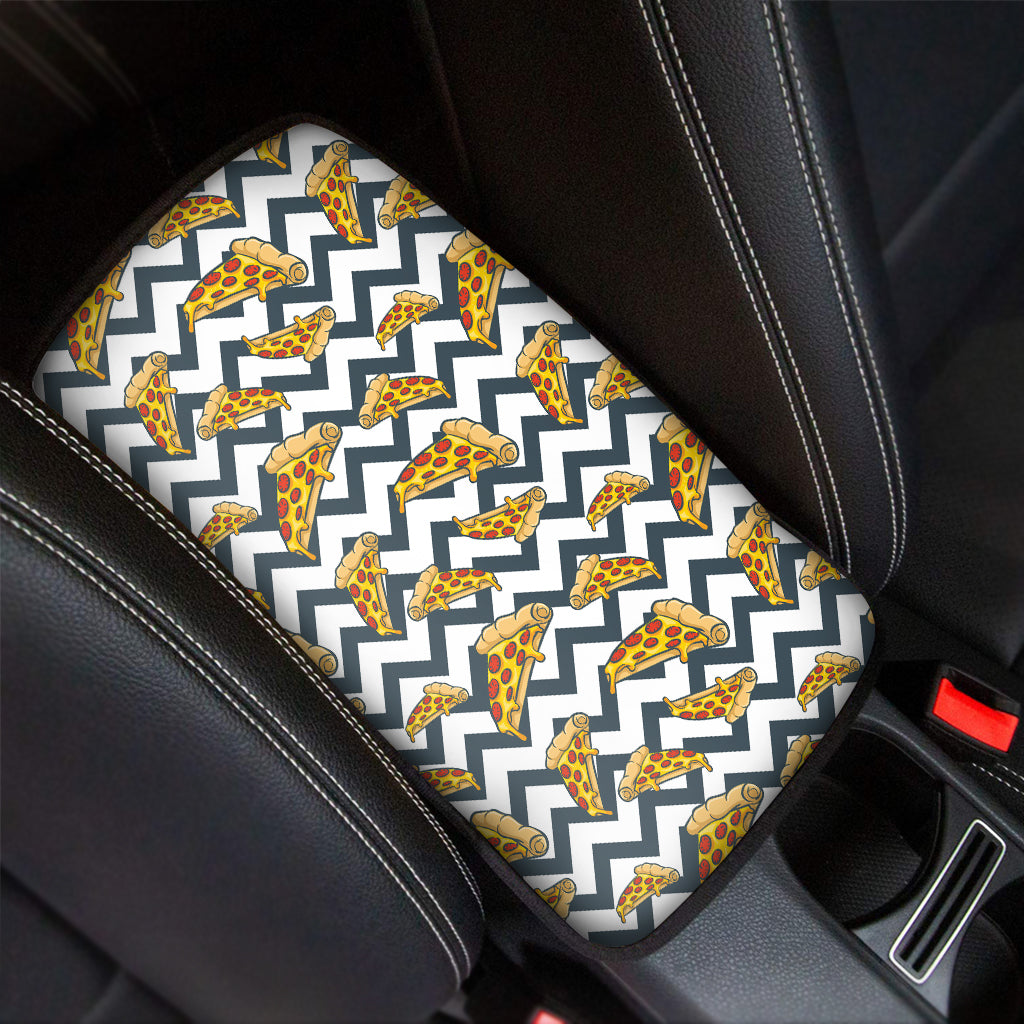 Zigzag Pizza Pattern Print Car Center Console Cover