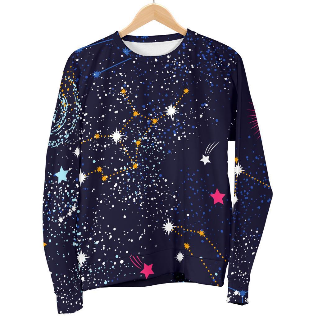 Zodiac Star Signs Galaxy Space Print Women's Crewneck Sweatshirt