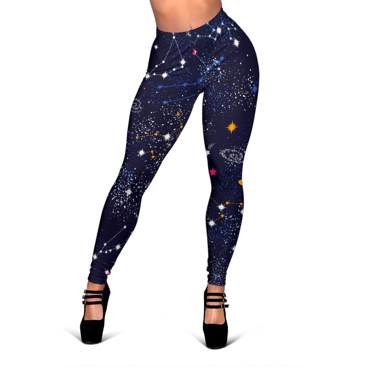 Zodiac Star Signs Galaxy Space Print Women's Leggings