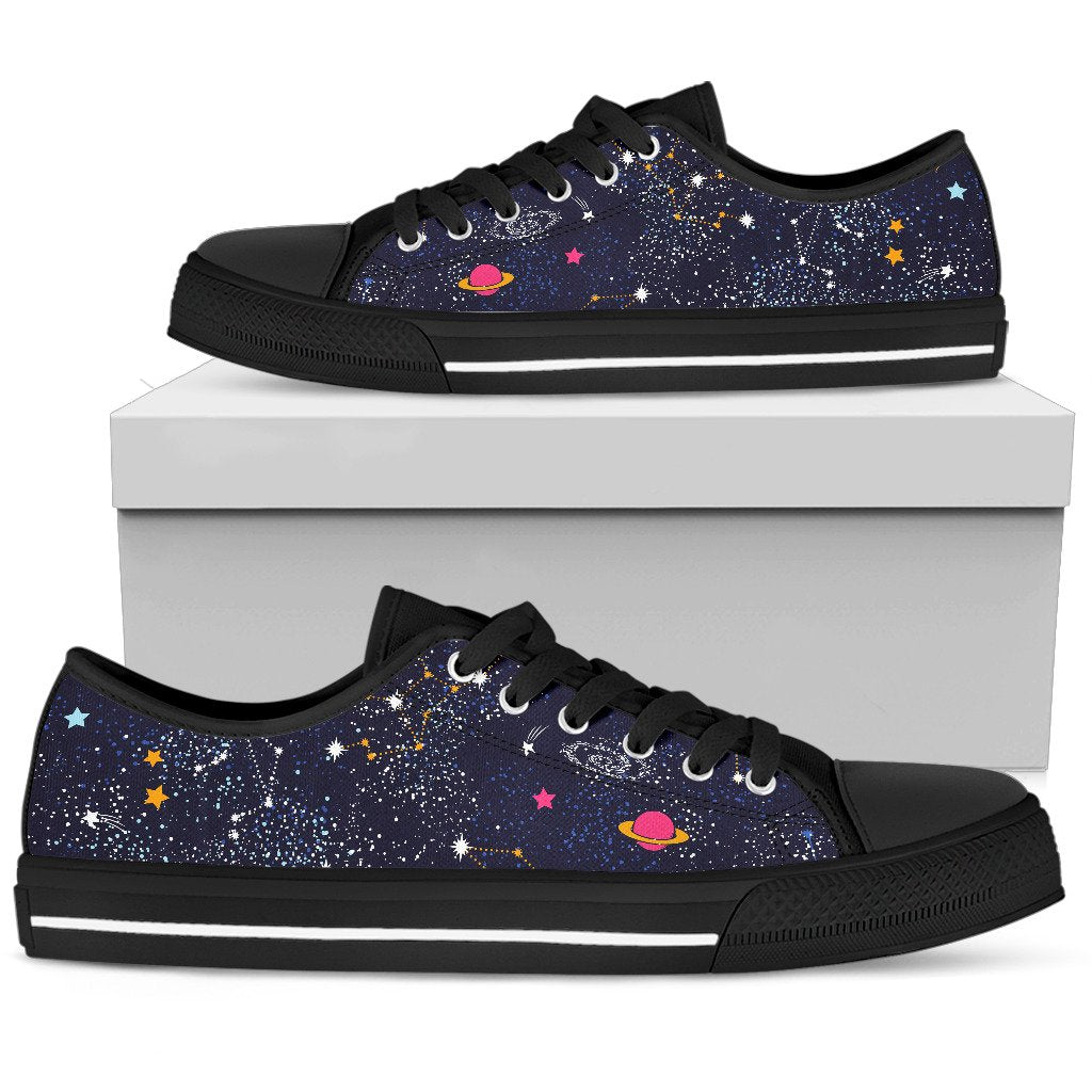 Zodiac Star Signs Galaxy Space Print Women's Low Top Shoes