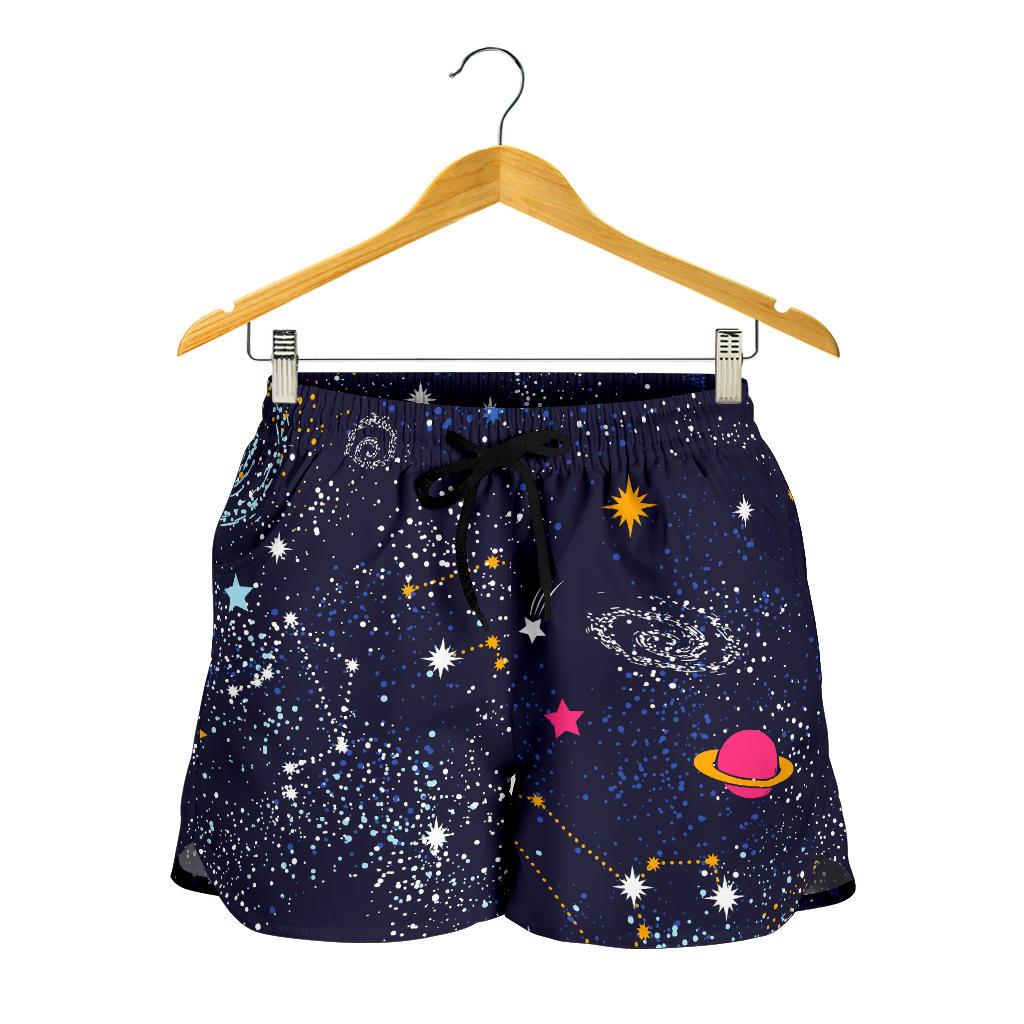 Zodiac Star Signs Galaxy Space Print Women's Shorts