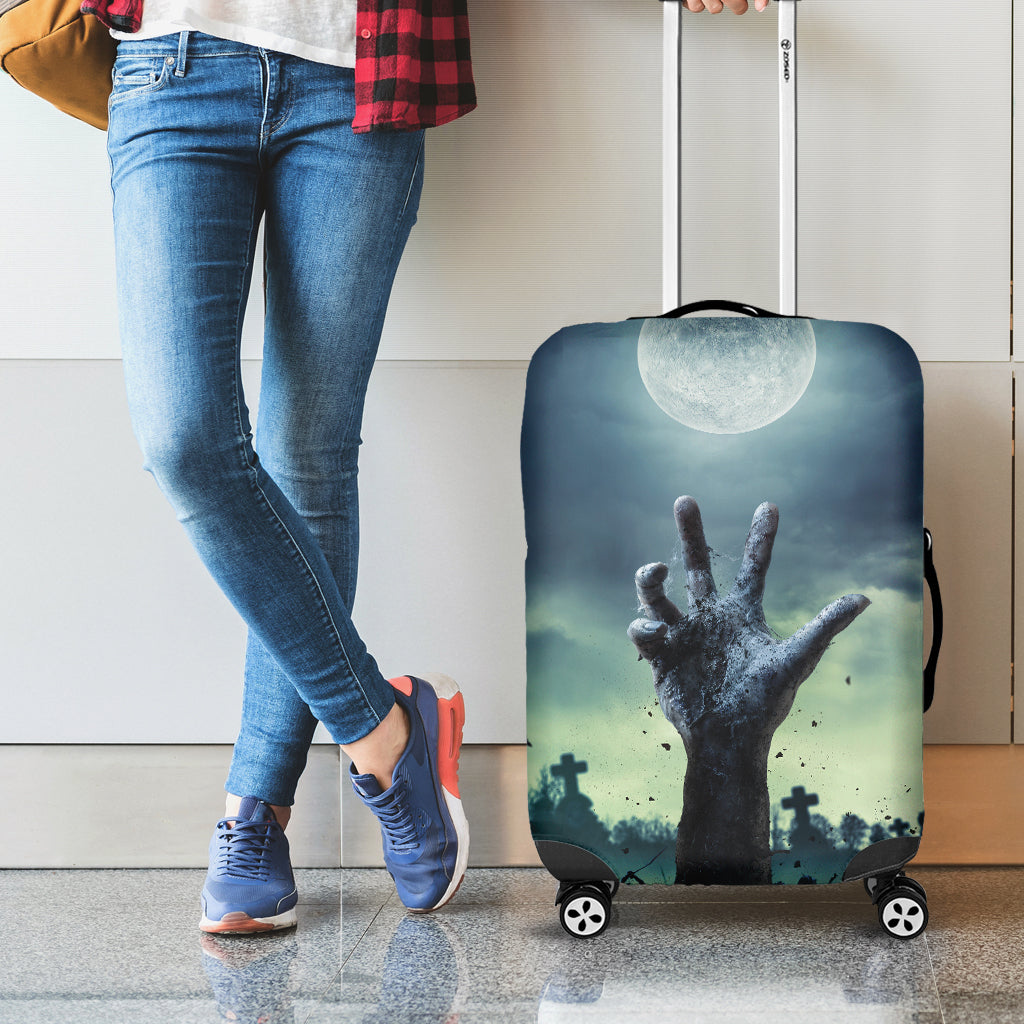 Zombie Hand Rising From Grave Print Luggage Cover