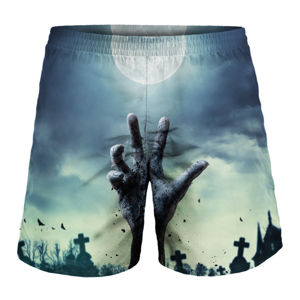 Zombie Hand Rising From Grave Print Men's Shorts