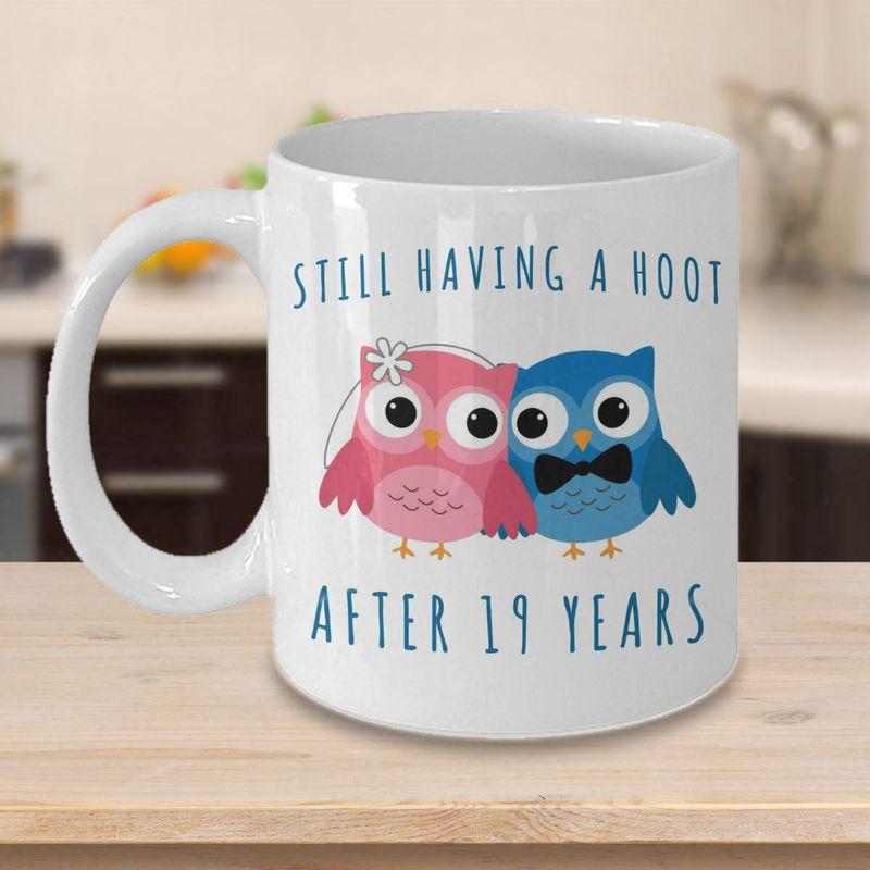 19th Anniversary Still Having A Hoot After 19 Years Together Mug White Ceramic 11-15oz Coffee Tea Cup