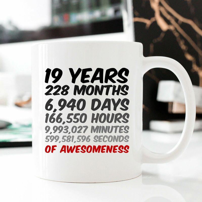 19th Birthday Or Anniversary Gift 19 Years Of Awesomeness For Mum Dad Mug White Ceramic 11-15oz Coffee Tea Cup