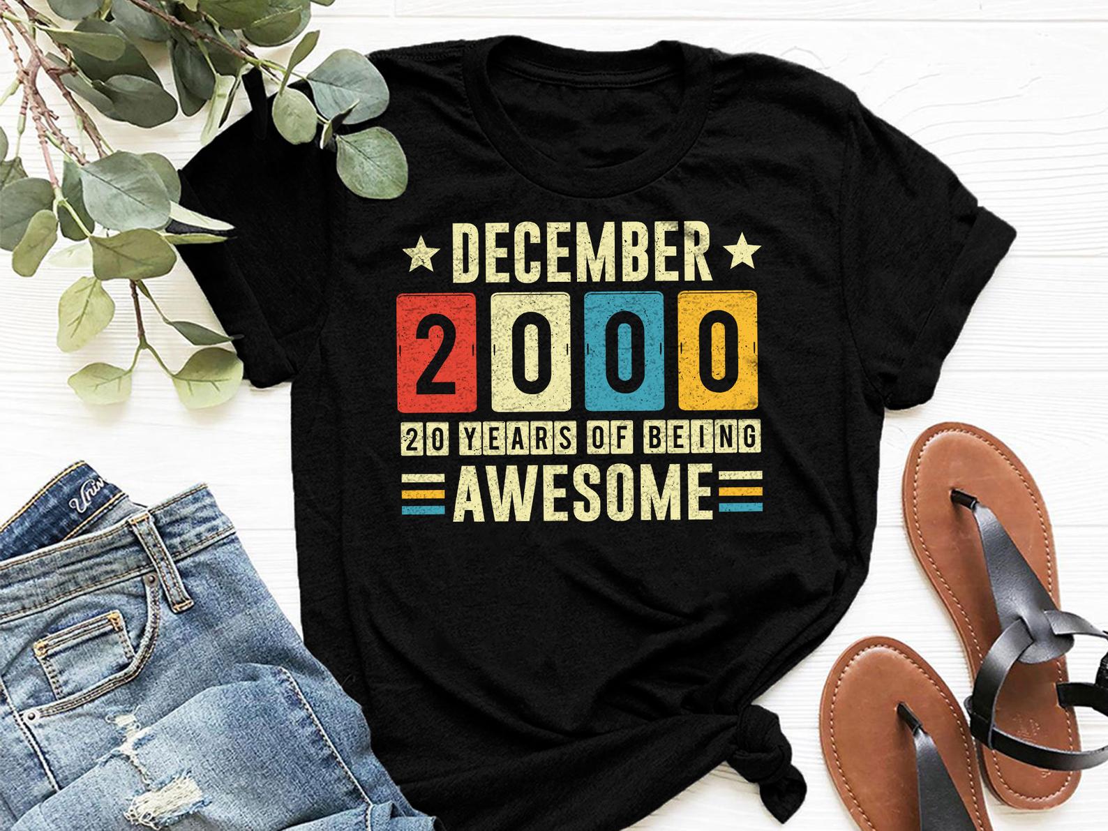 20th Birthday Vintage 2000 Shirt December 2000 Women T shirt Black