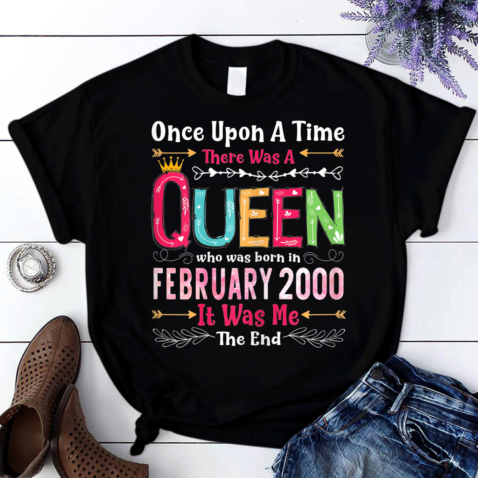 21 Years Birthday Girls 21Th Birthday Queen February 2000 T Shirt Black Women S-3Xl