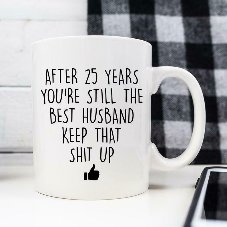 25th Anniversary Gift 25 Year Anniversary Silver Anniversary Gift Mug White Ceramic 11-15oz Coffee Tea Cup