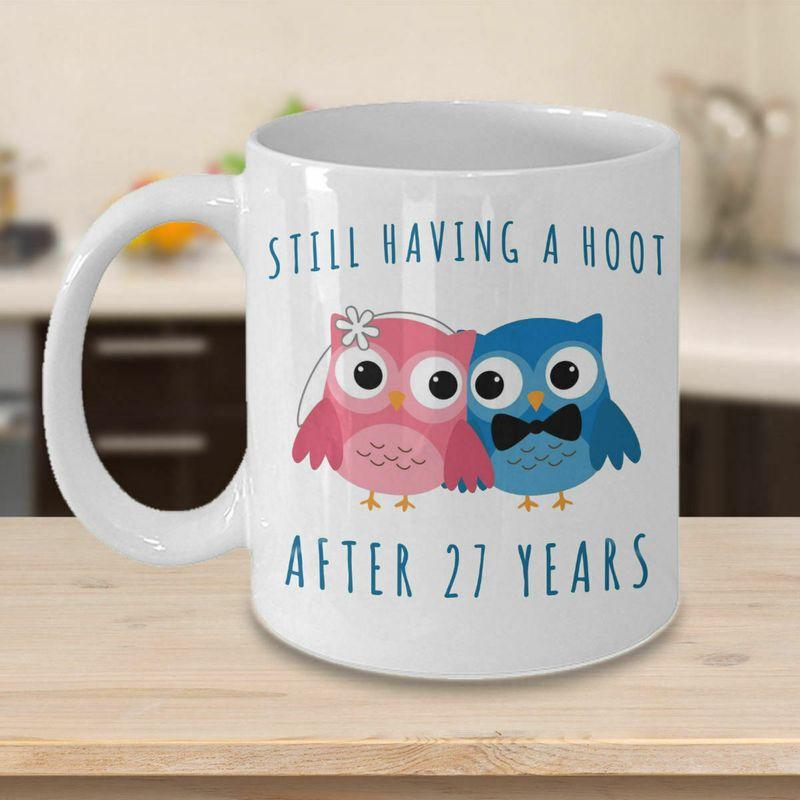 27th Anniversary Still Having A Hoot After 27 Years Together Mug White Ceramic 11-15oz Coffee Tea Cup