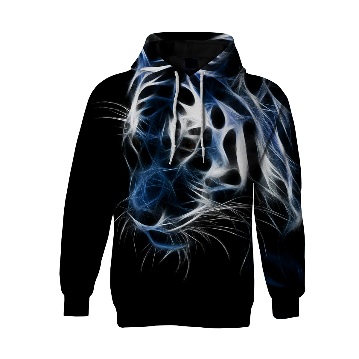 3D Casual Tiger Print Long Sleeve Pullover Hoodie 3D Print Full S-5XL