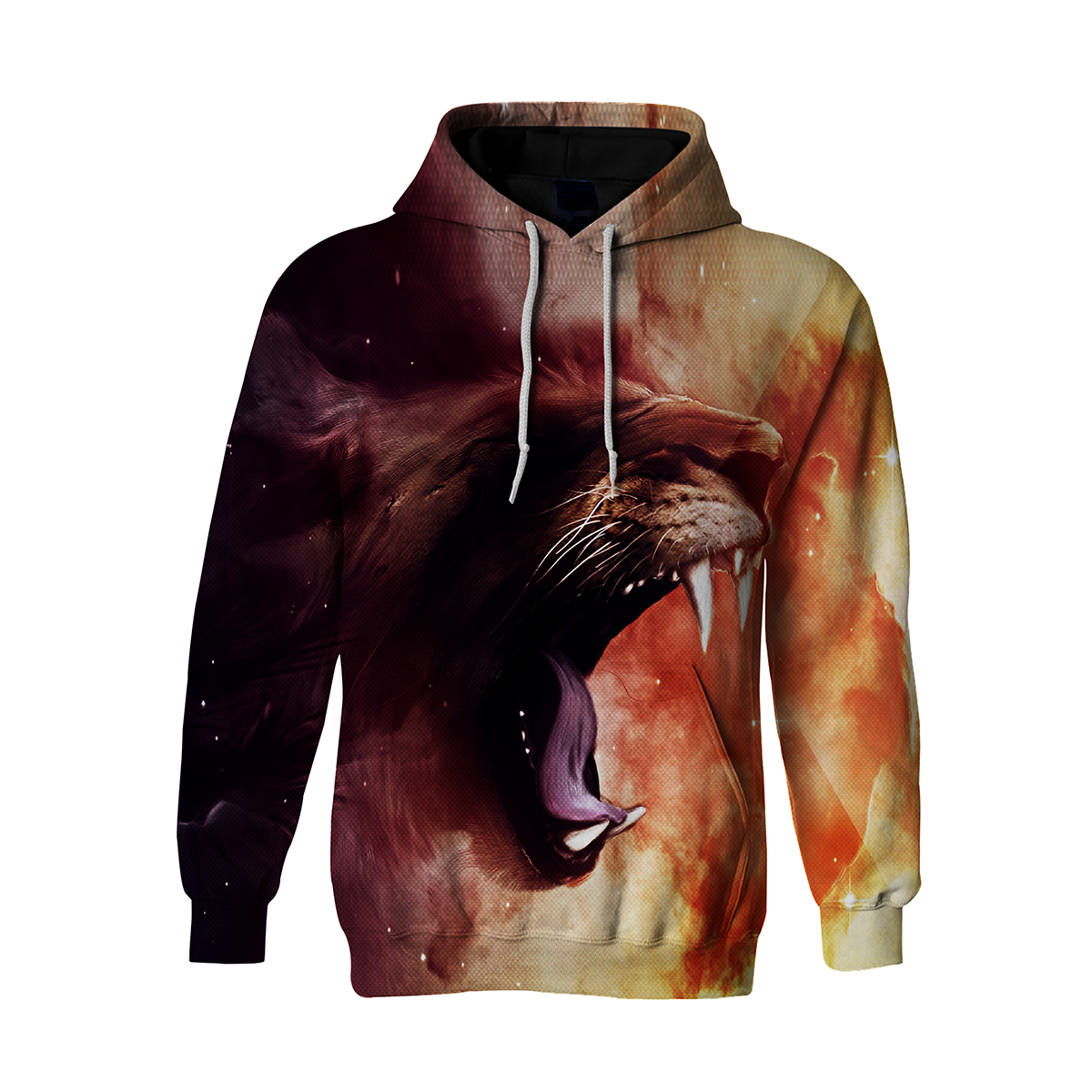 3D Fire Lion Print Long Sleeve Pullover Hoodie 3D Print Full S-5XL