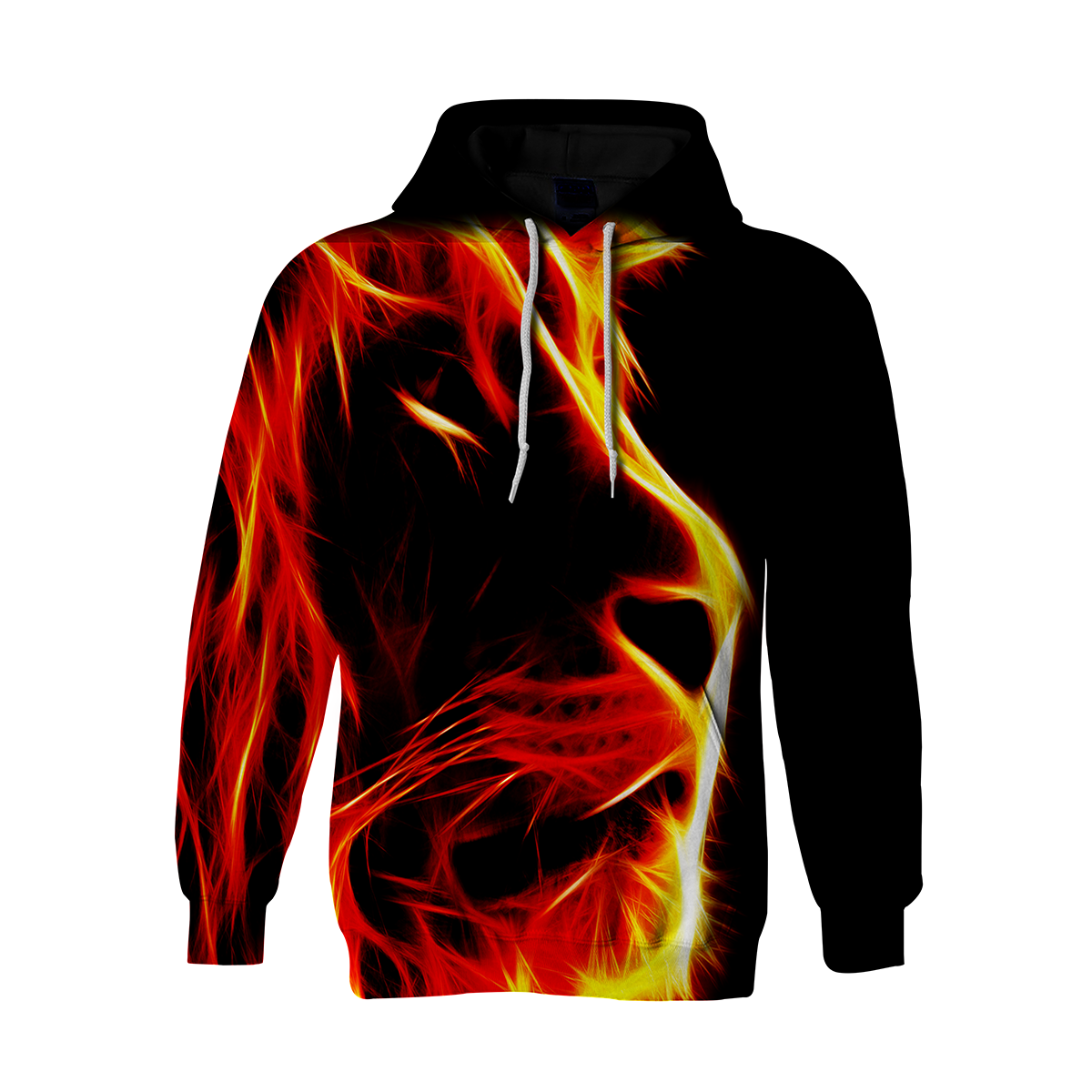 3D Lion Print Long Sleeve Loose Pullover Hoodie 3D Print Full S-5XL