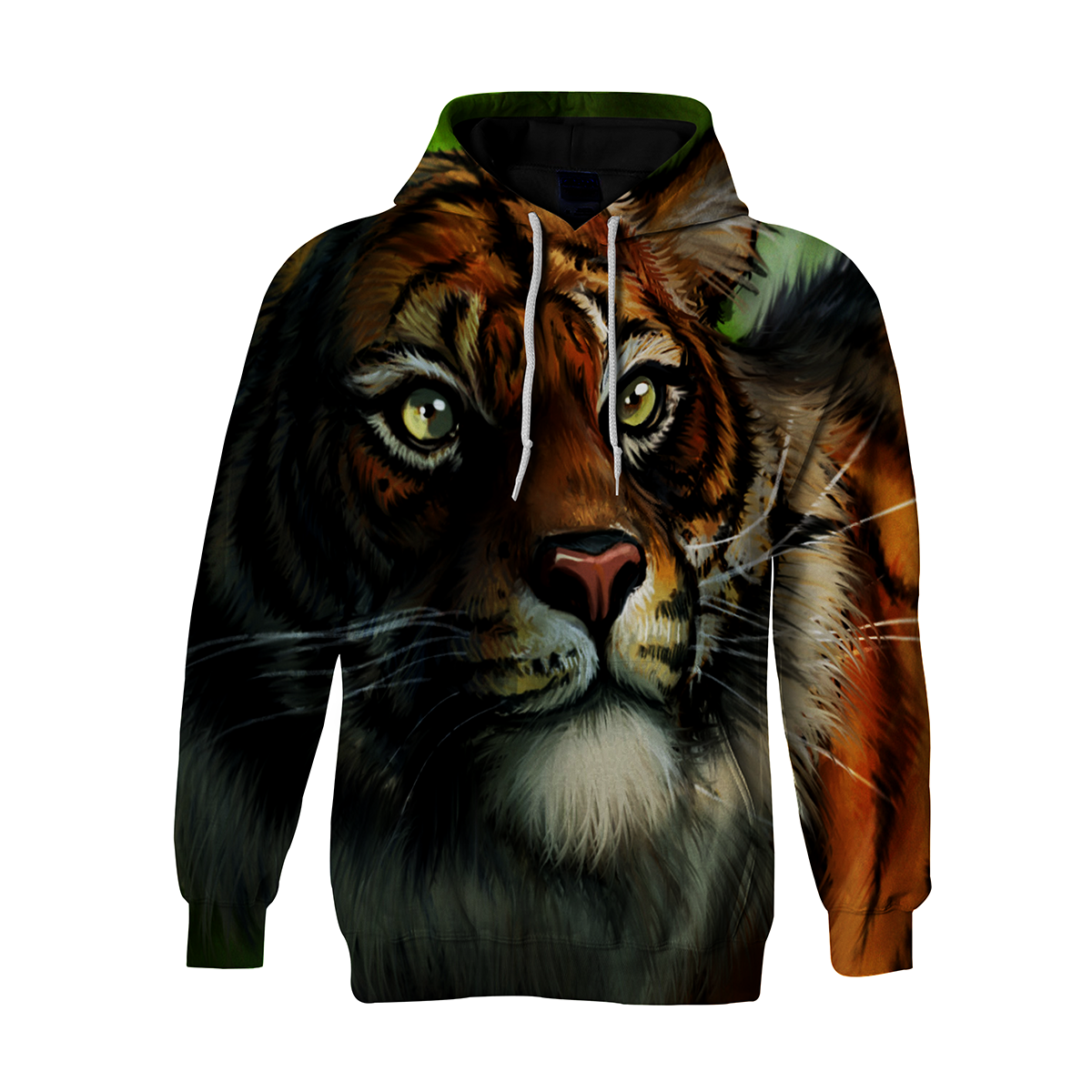 3D Tiger Print Long Sleeve Loose Pullover Hoodie 3D Print Full S-5XL