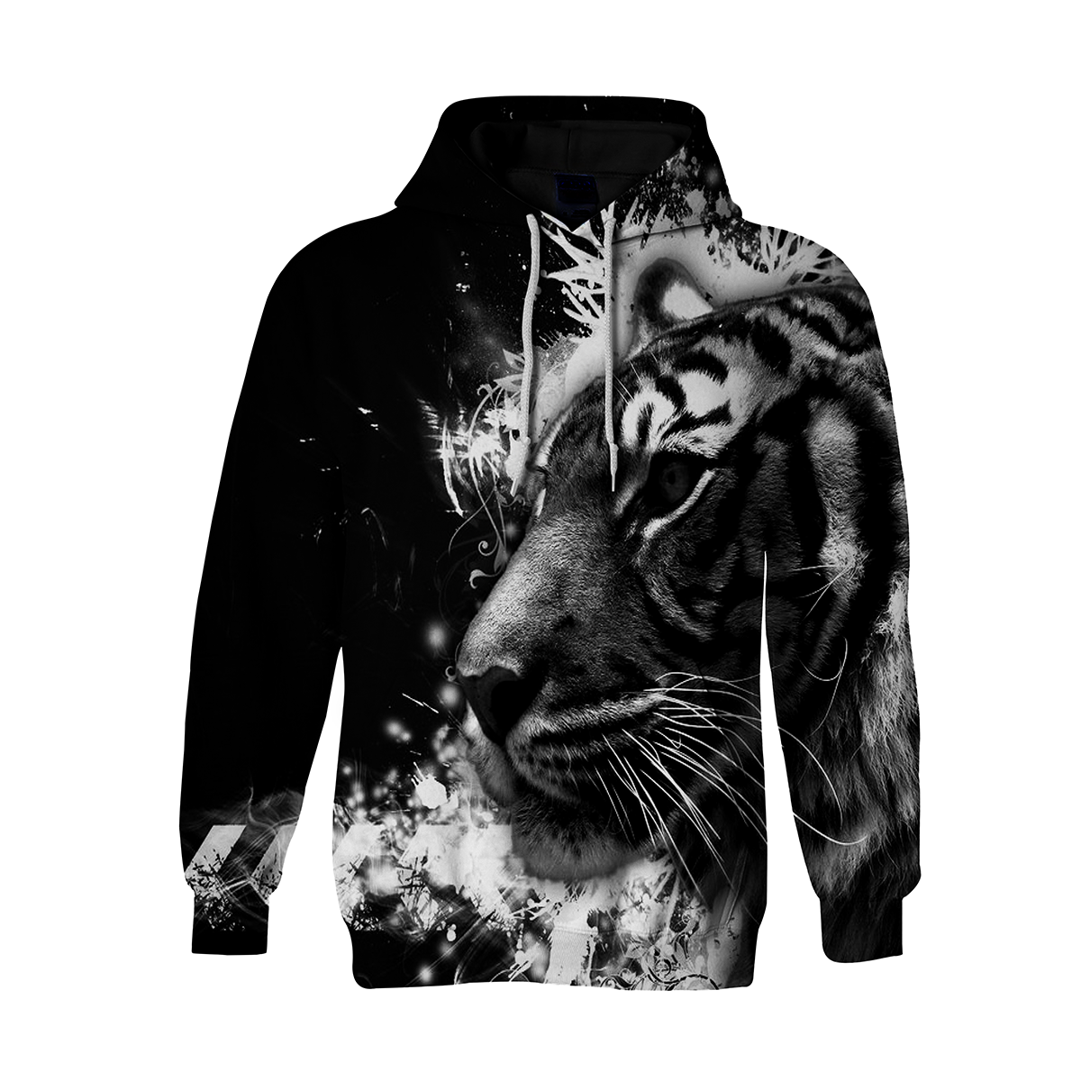 3D Tiger Printed Long Sleeve Loose Pullover Hoodie 3D Print Full S-5XL