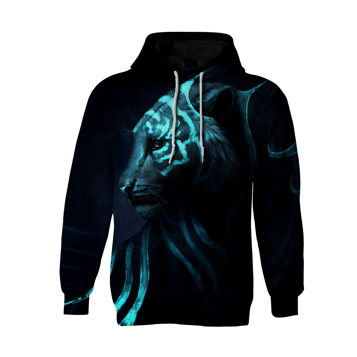 3D Tiger Printed Long Sleeves Hood Oversized Pullover Pullover Hoodie 3D Print Full S-5XL