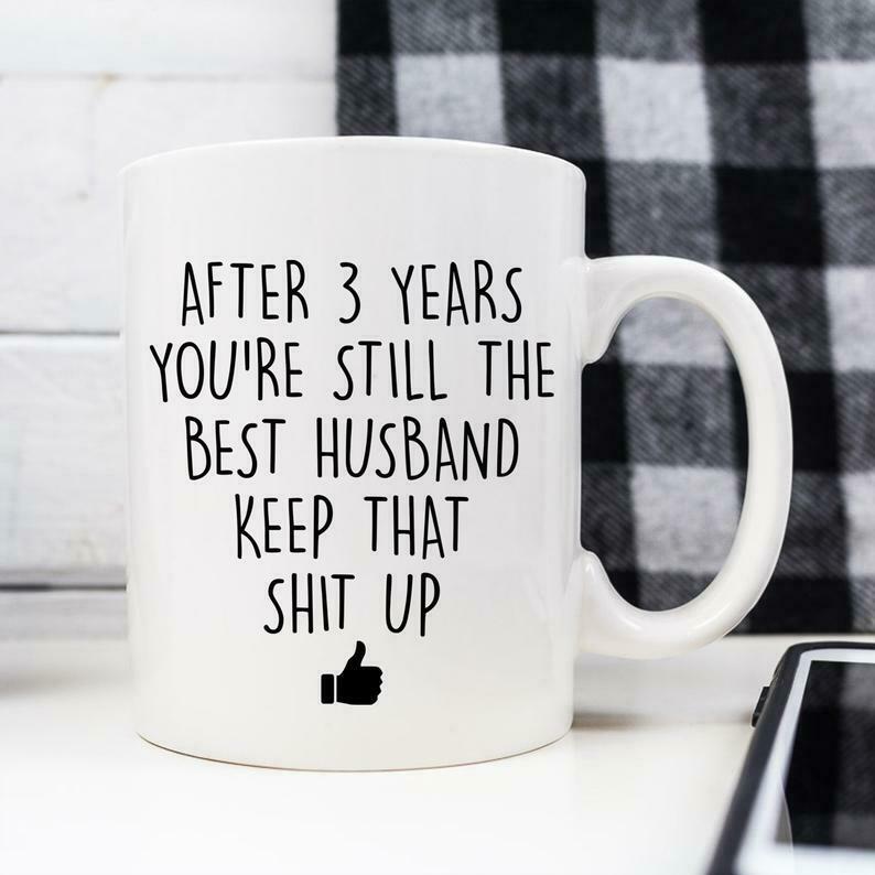 3rd Anniversary Gift 3 Year Anniversary Leather Anniversary Gift Three Year Mug White Ceramic 11-15oz Coffee Tea Cup