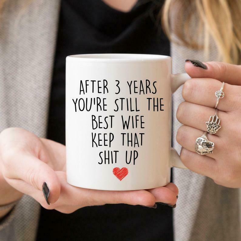 3rd Anniversary Gift Mug White Ceramic 11-15oz Coffee Tea Cup