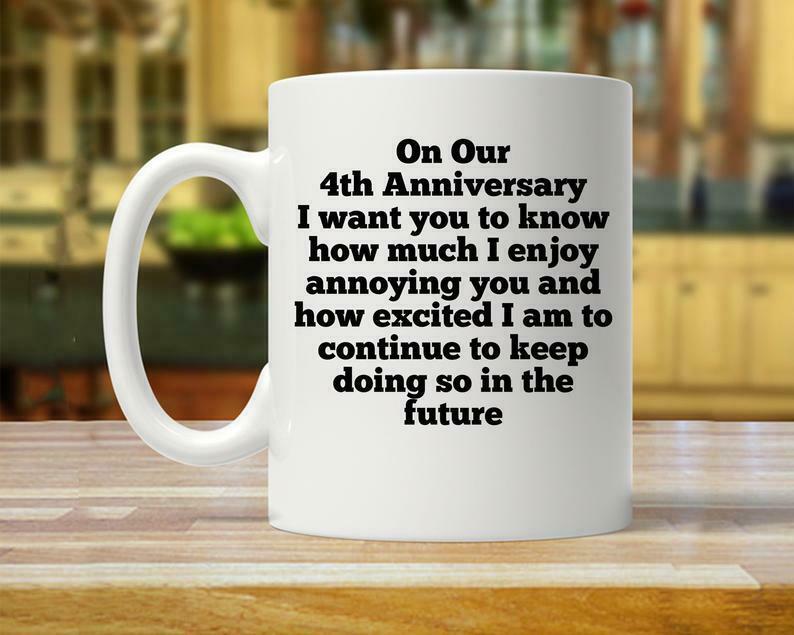 4 Year Anniversary Gift 4th Anniversary Gift For Men 4 Year Anniversary Mug White Ceramic 11-15oz Coffee Tea Cup