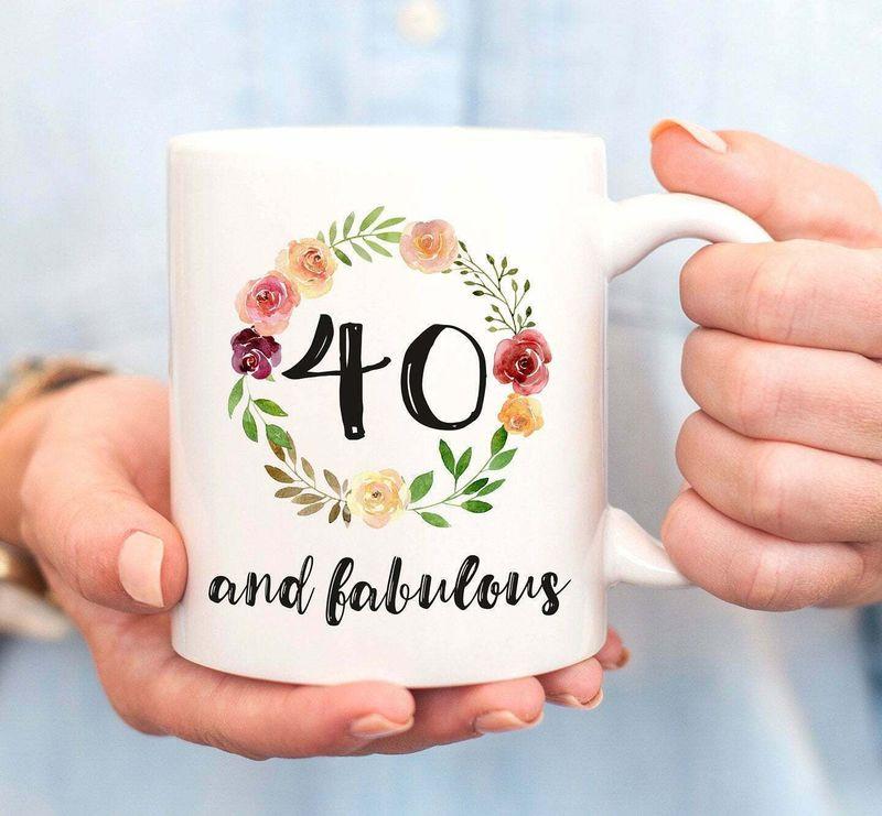 40th Birthday And Fabulous Forty And Fabulous Turning Mug White Ceramic 11-15oz Coffee Tea Cup