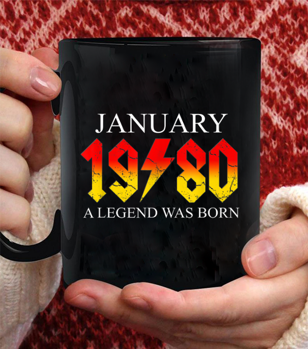 40th Birthday January 1980 Perfect Gift For Dad Mug Black Ceramic 11-15oz Coffee Tea Cup