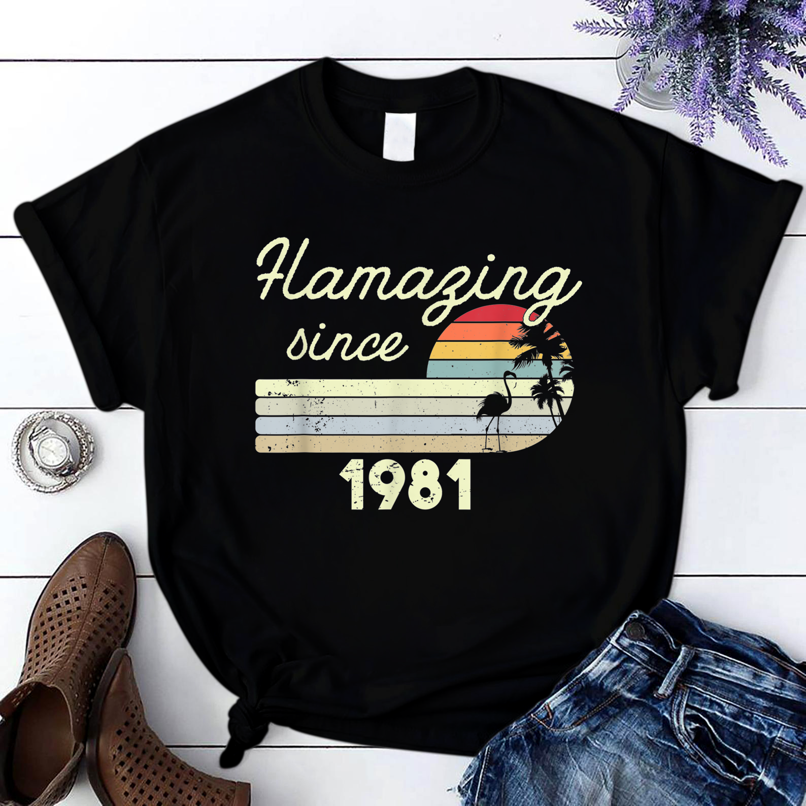 40Thbirthdaygifts Flamazing Since February 1981 40Th Birthda T Shirt Black Women S-3Xl