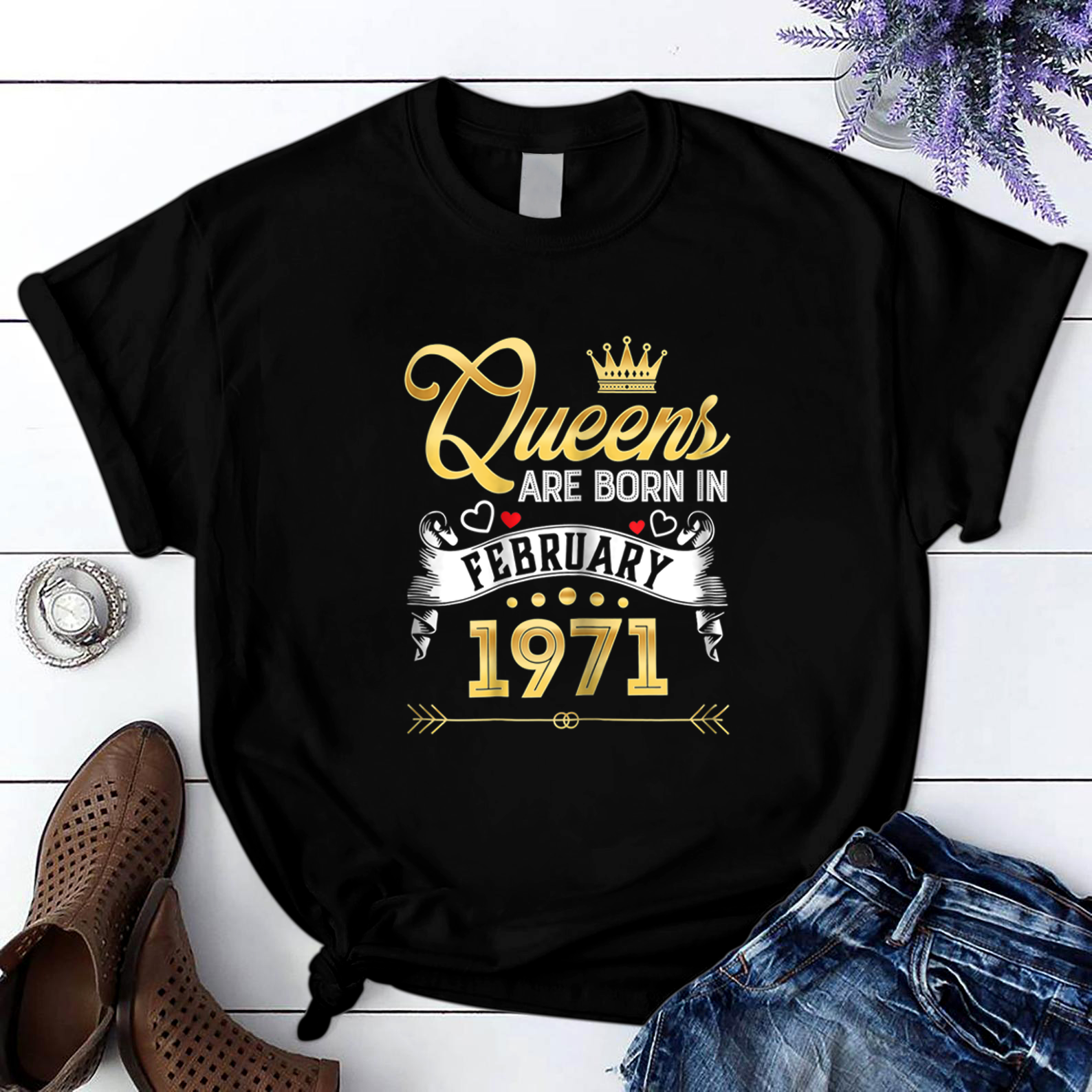 48 Year Old February 1971 Womens T Shirt Black Women S-3Xl