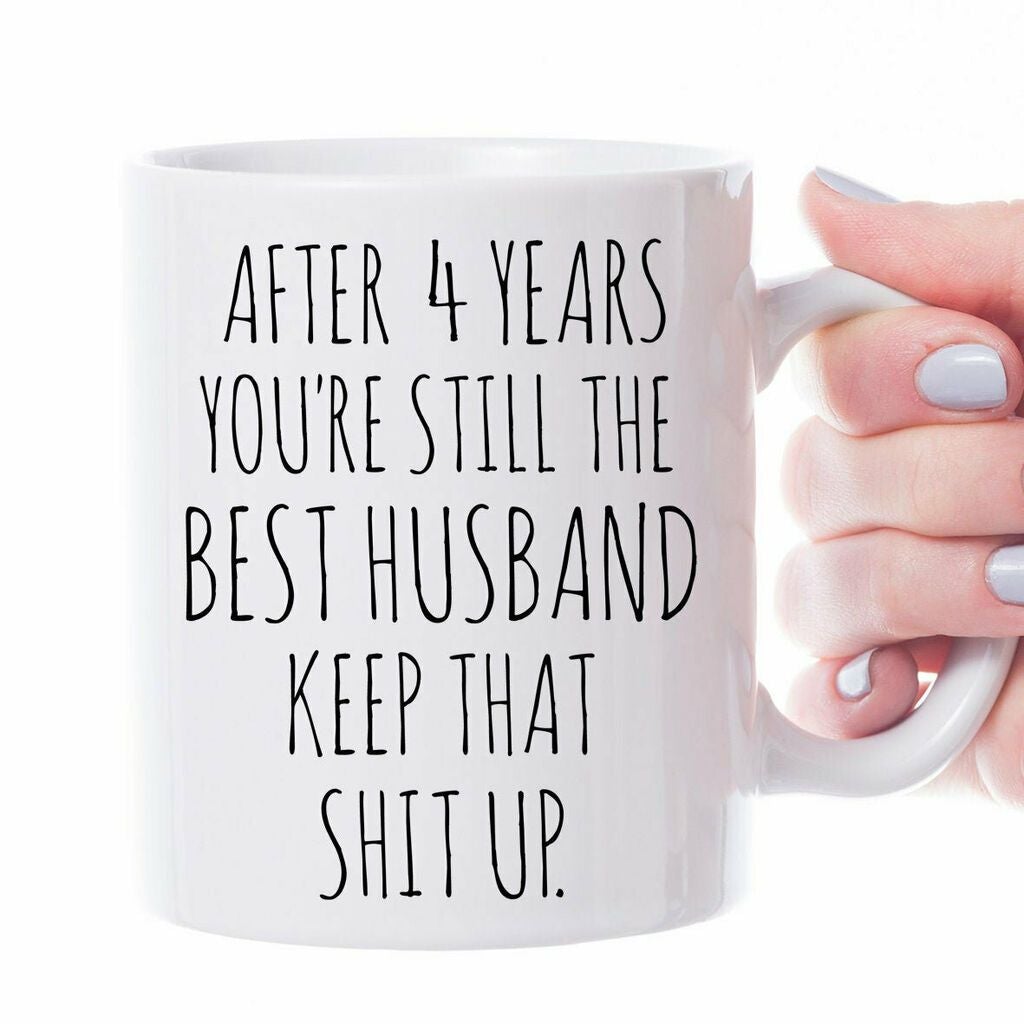 4th Anniversary Giftgift For Husbandlinen Anniversary Couple Mug White Ceramic 11-15oz Coffee Tea Cup