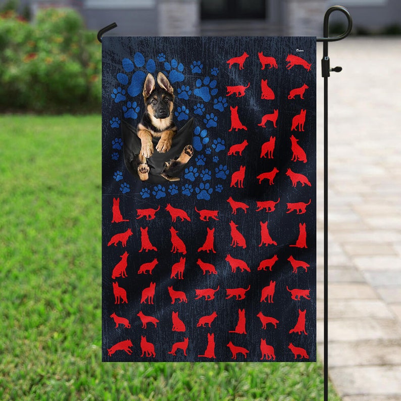 4th Of July Flag, Independence Day Horse Flag Garden Flag, German Shepherd American