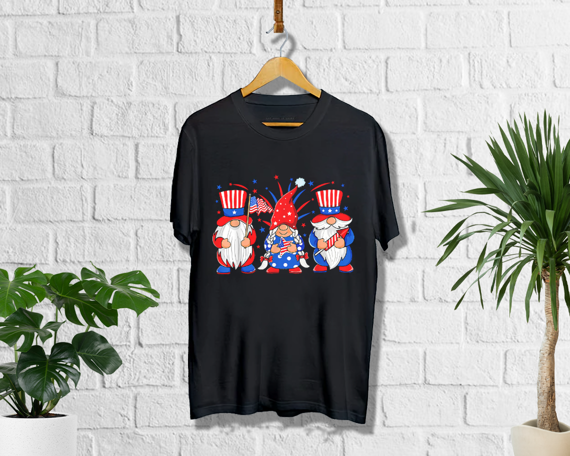 4th Of July Gnomes Patriotic American Flag Cute Three Gnomes T-shirt Unisex S-6xl