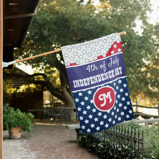 4th of July Independence day monogram House Flag Garden Flag Custom Name