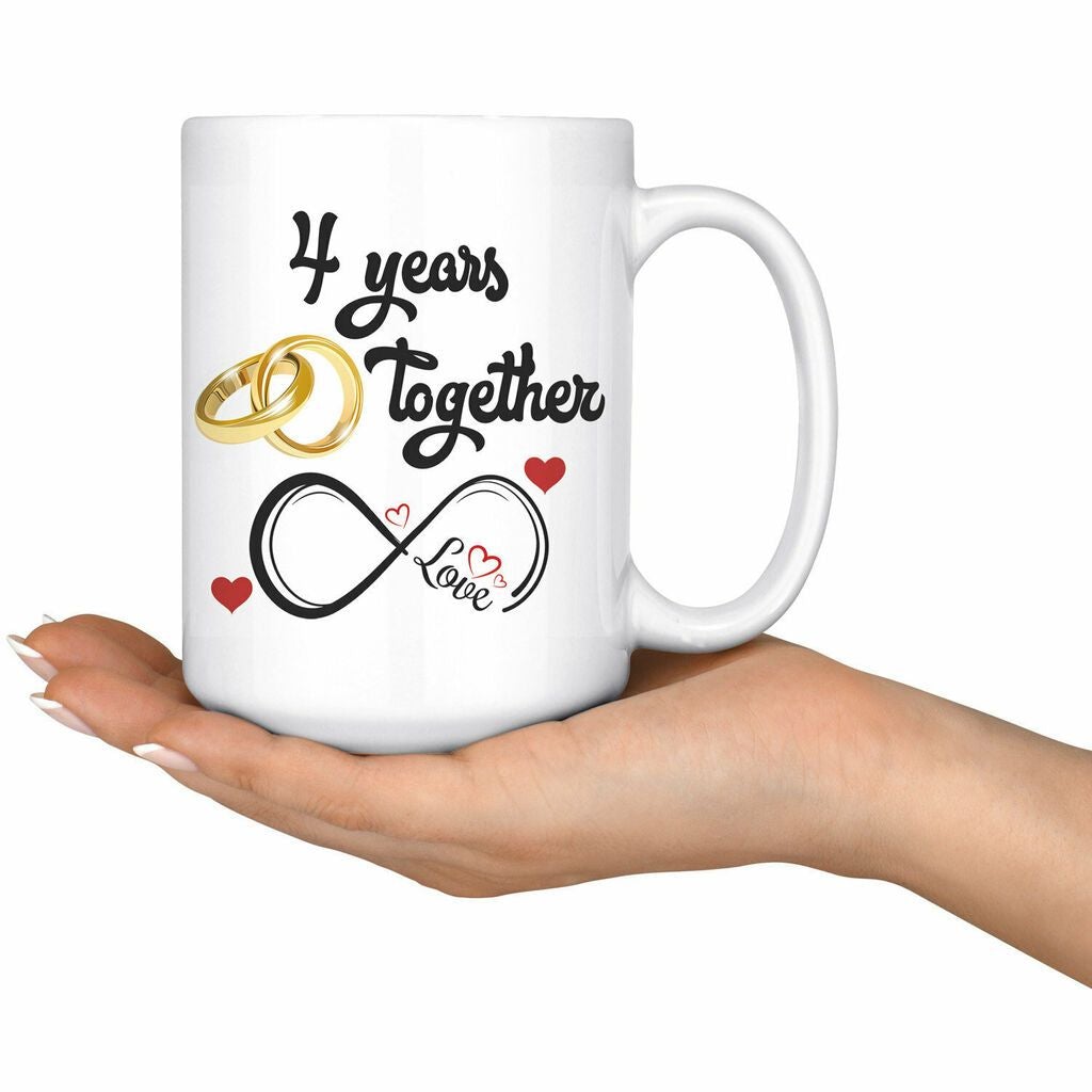 4th Wedding Anniversary Gift For Him And Her 4th Anniversary Mug White Ceramic 11-15oz Coffee Tea Cup