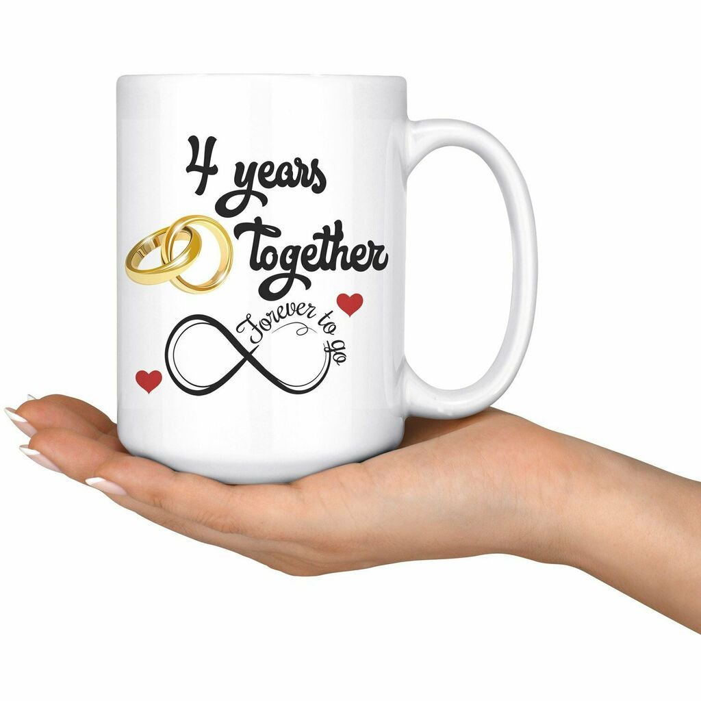 4th Wedding Anniversary Gift For Him And Her 4th Anniversary Mug White Ceramic 11-15oz Coffee Tea Cup