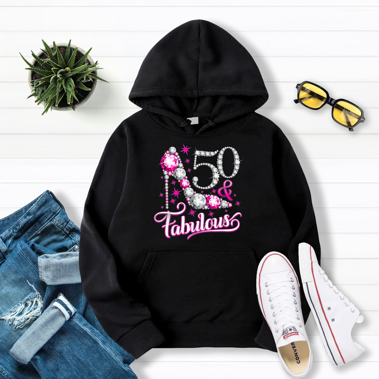 50 Fabulous Pullover Hoodie Black S-5XL