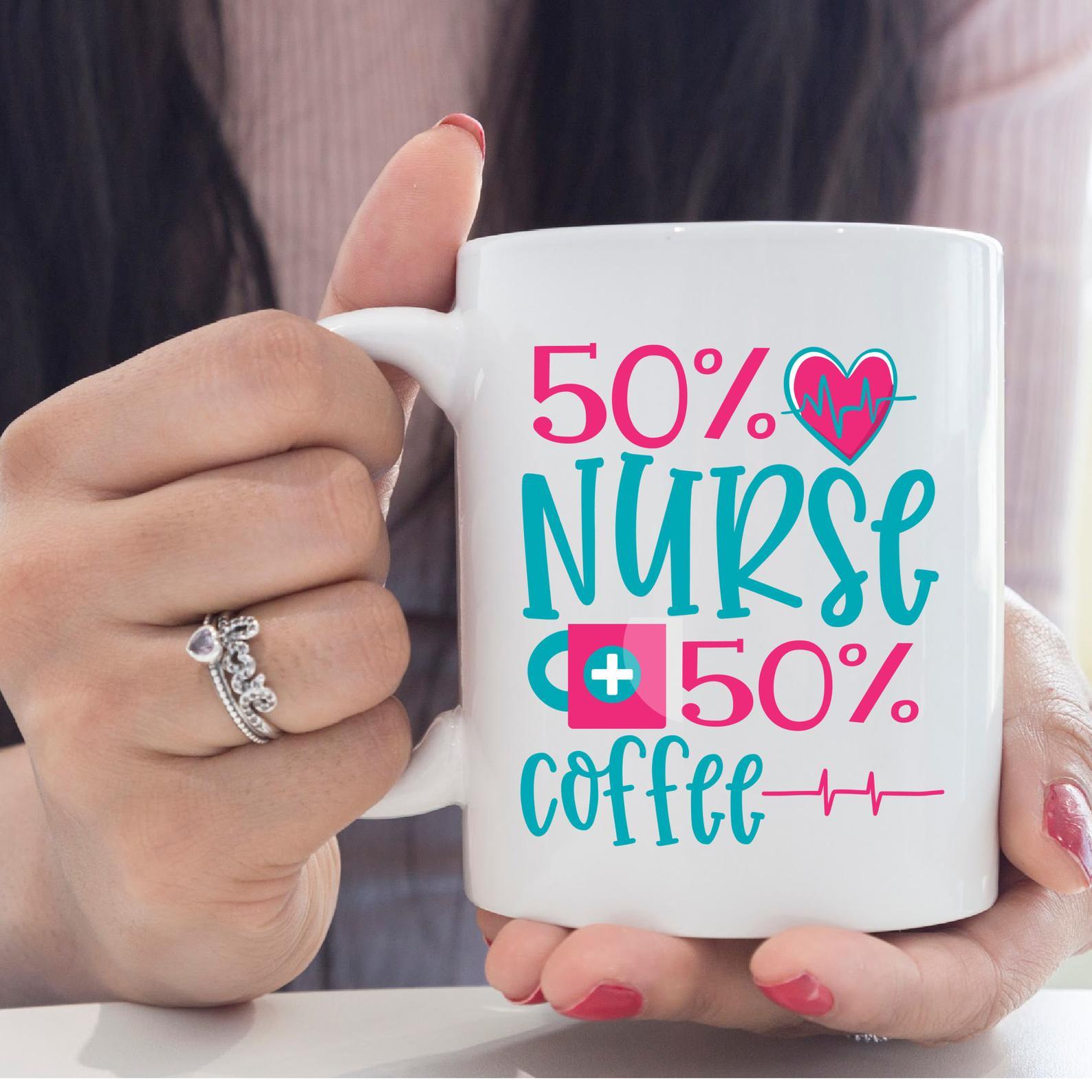 50 percent Nurse 50 percent Coffee Mug White Ceramic 11-15oz Coffee Tea Cup