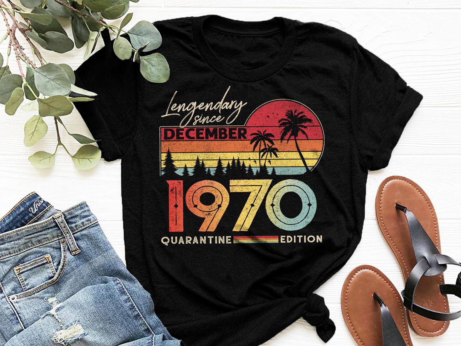 50th Birthday Idea 1970 Legendary Vintage December Women T shirt Black