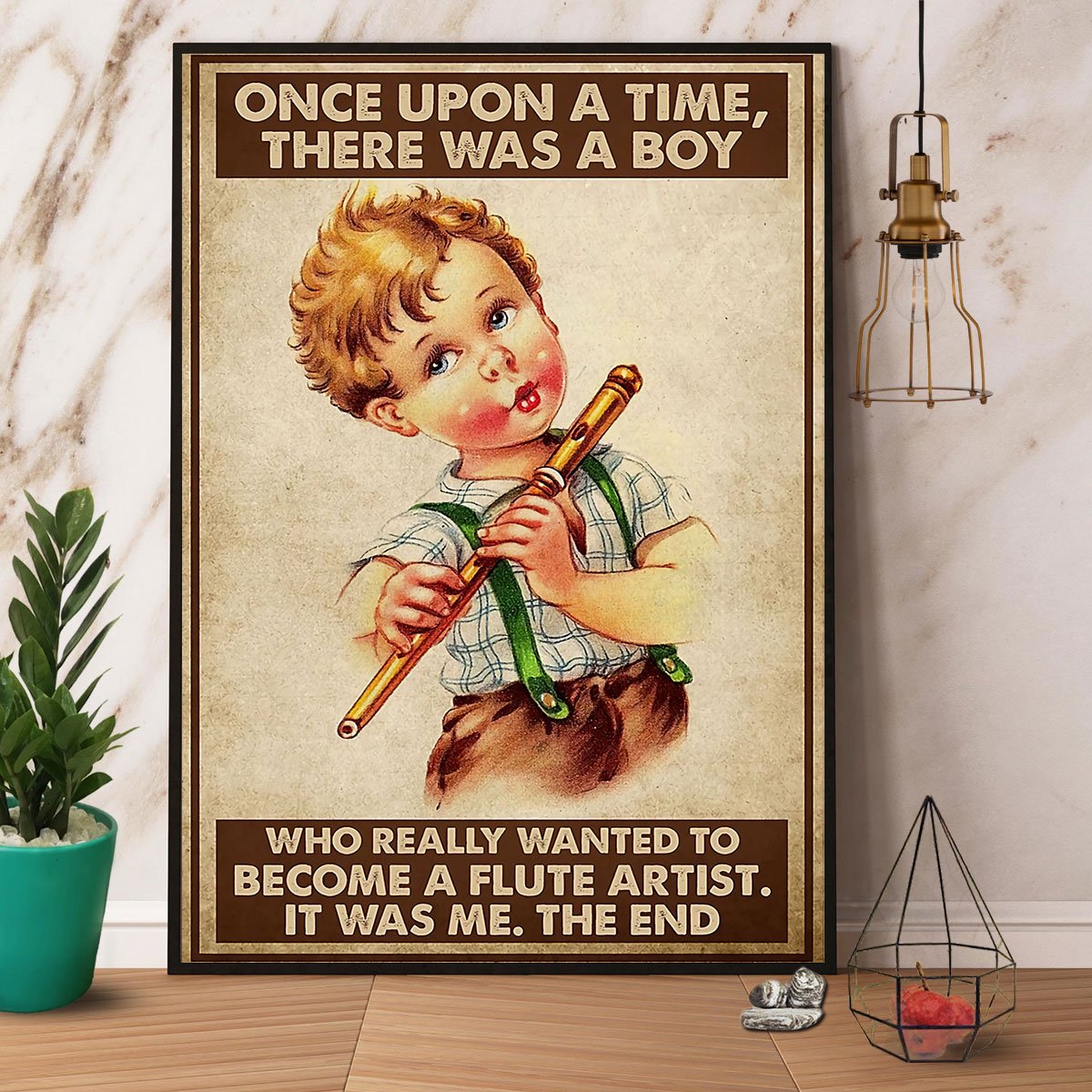 A Boy Who Really Wanted To Become A Flute Artist Satin Poster Portrait No Frame