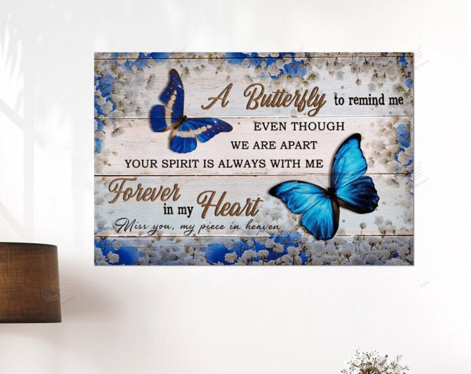 A Butterfly Always With Me Forever In My Heart Print Room Ready To Hang Frame Wrapped Canvas Home Decor full size