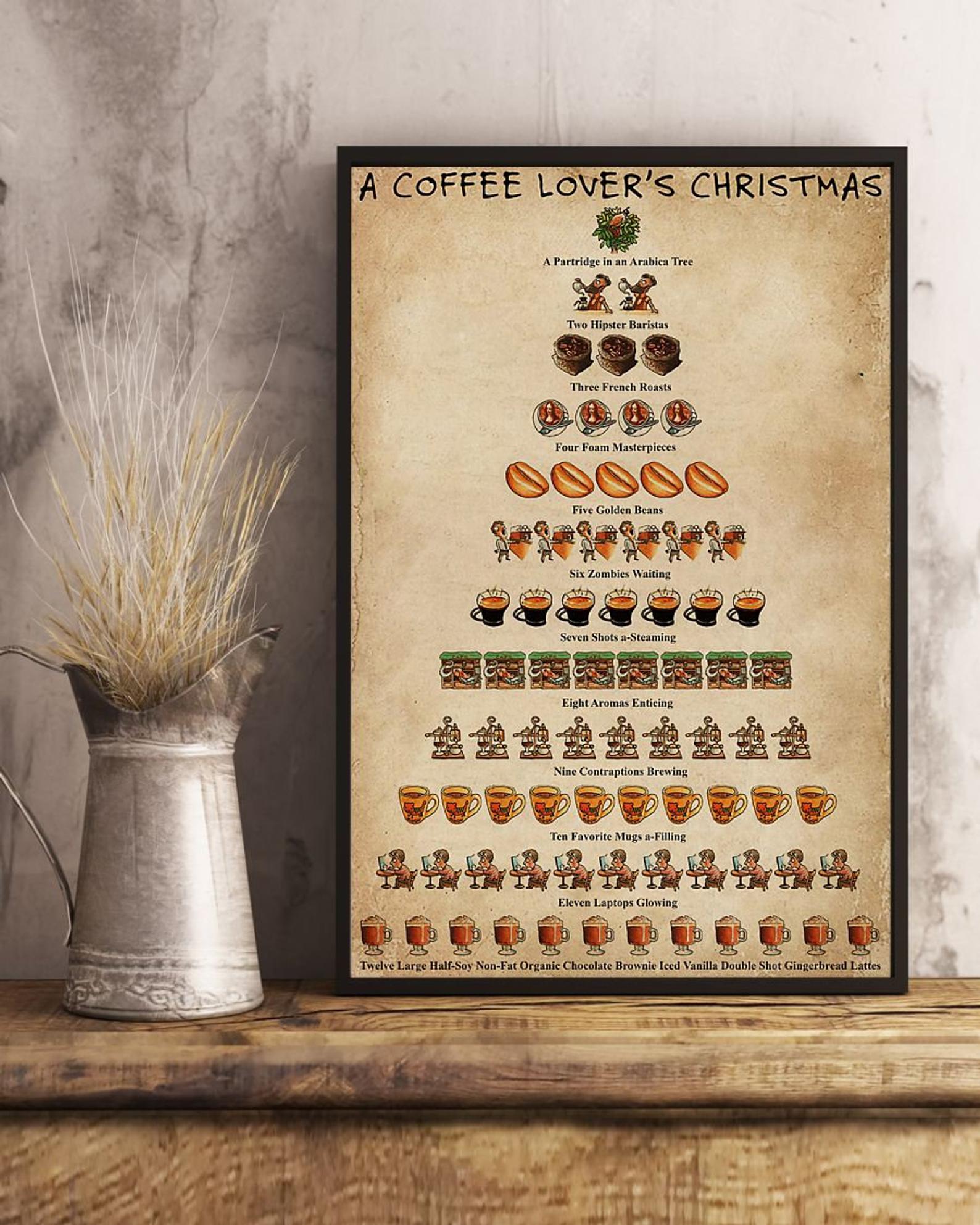 A Coffee Pyramid Tower A coffee Lover's Christmas Vertical Satin Poster Portrait no Frame