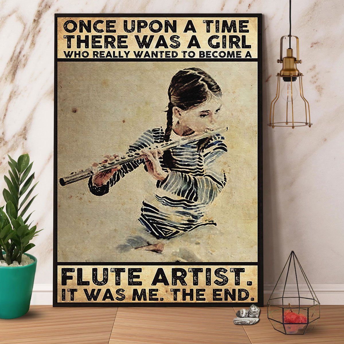 A Girl Who Really Wanted To Become A Flute Artist Satin Poster Portrait No Frame